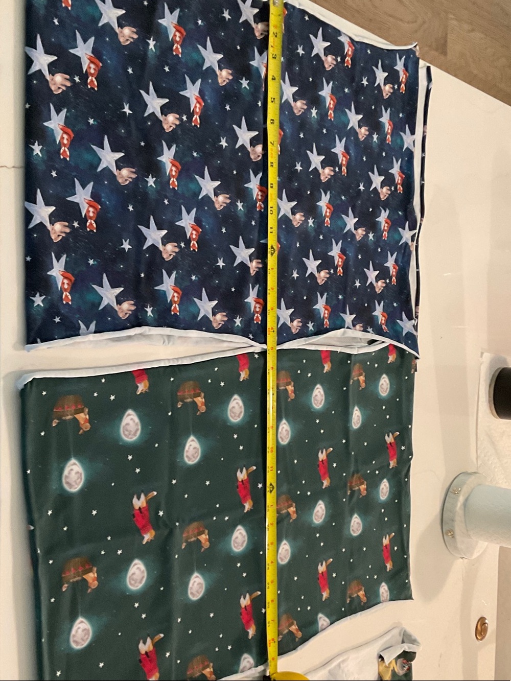 Kids Space & Astronaut Remnants Stretch Serger Fabric - Navy and Green